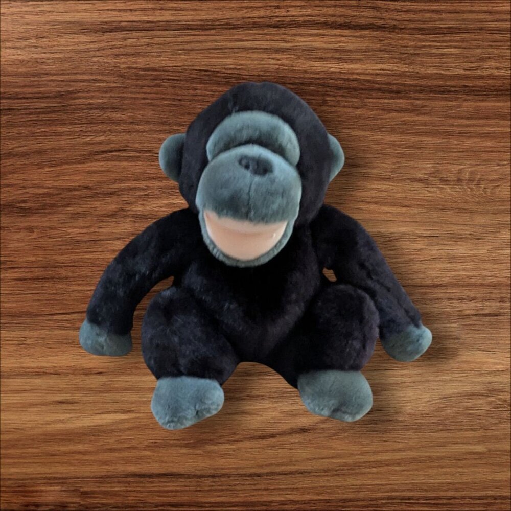 Vintage Black Gray  Monkey ape gorilla plush stuffed animal‎ toy    9"